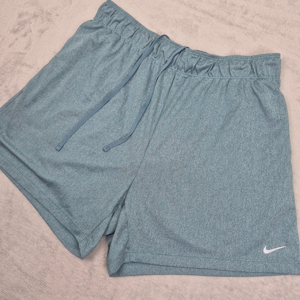 Nike Dri-FIT Womens Blue Heathered Athletic Training Shorts Size L 4.5" Inseam